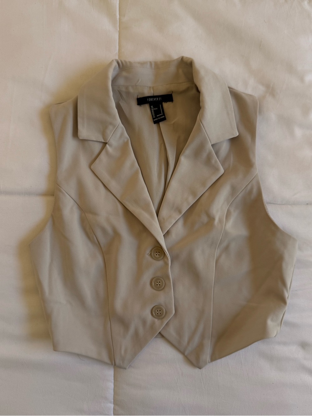Forever 21 Light Beige Tailored Buttoned Vest